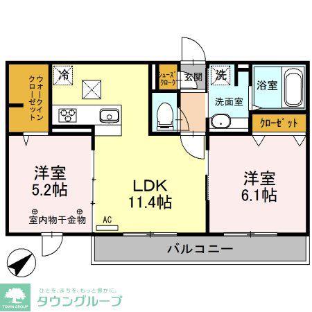 ロイジェントパークスレイクタウンIIIH(2LDK/1階)の間取り写真