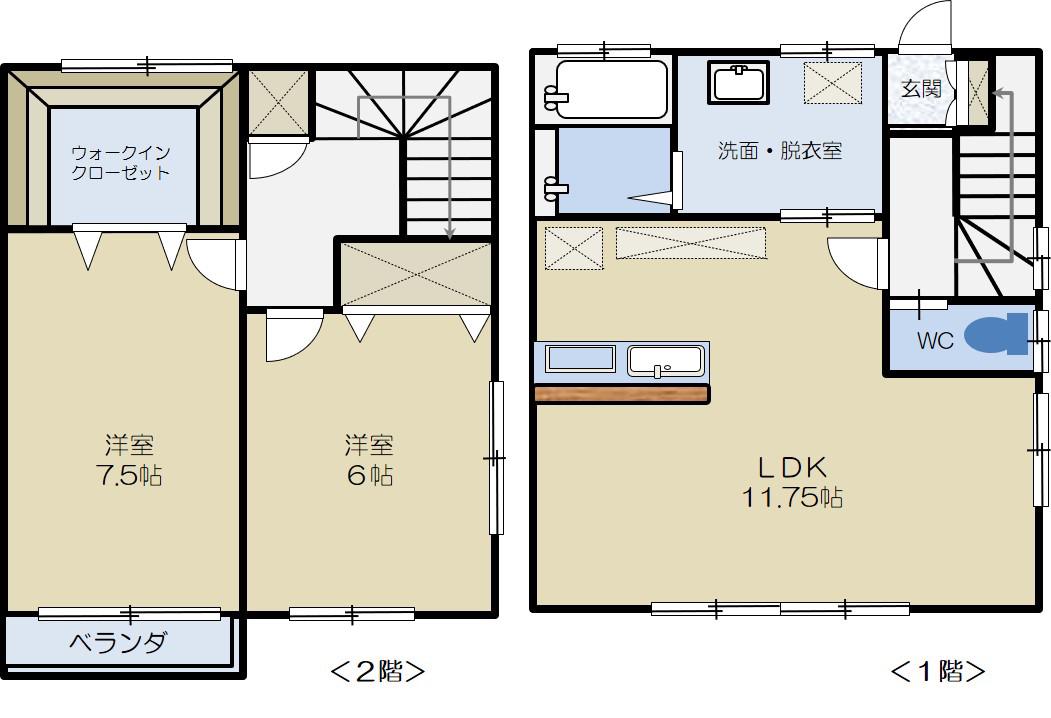 ツインズハウス(2LDK/1階)の間取り写真