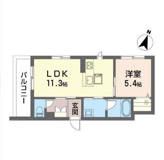 メゾン ドゥ ヴォー ソン(1LDK/1階)の間取り写真