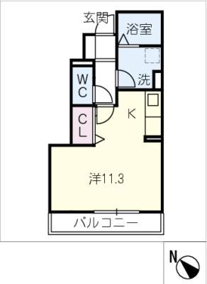 エステート松崎B(ワンルーム/1階)の間取り写真