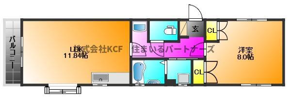 ＪＲ久大本線 御井駅 徒歩24分 3階建 築22年(1LDK/2階)の間取り写真