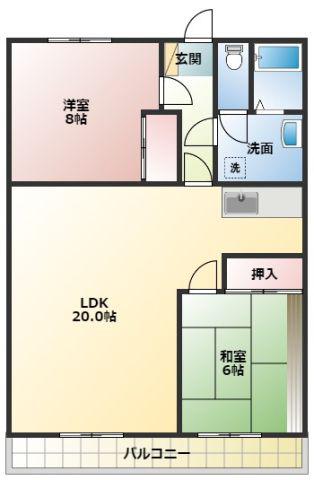 アム・ラートハウスB(2LDK/2階)の間取り写真