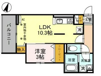 ロイヤルガーデンコート武蔵浦和(1LDK/3階)の間取り写真