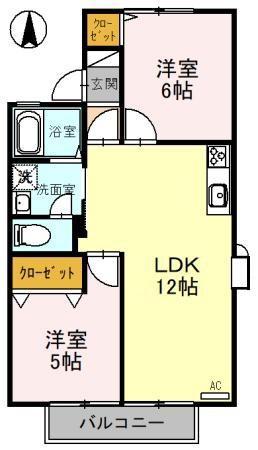 エクセル近江(2LDK/2階)の間取り写真