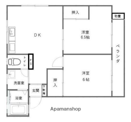 八景ビューハイム(2DK/1階)の間取り写真