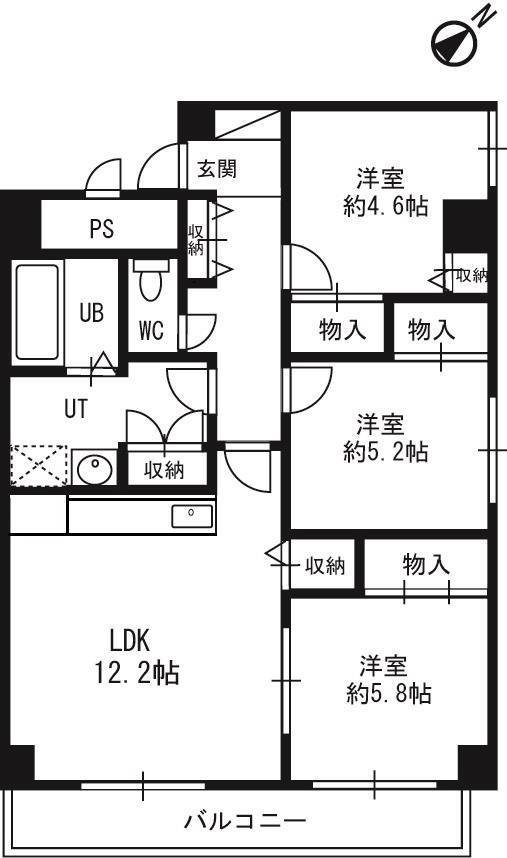 ブライトン琴似(3LDK/2階)の間取り写真