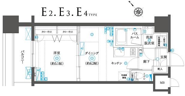 ZOOM横浜SQUARE(1DK/3階)の間取り写真