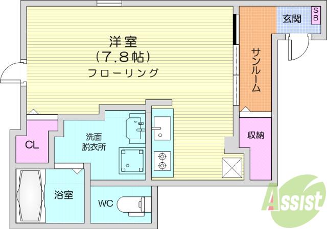 ブレスサイドヒルズH(1K/1階)の間取り写真