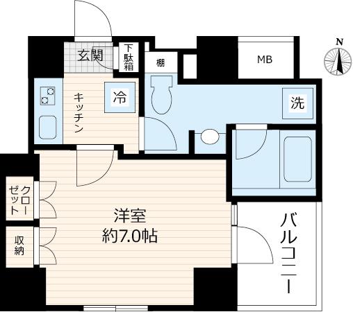 LOG赤塚(1K/2階)の間取り写真