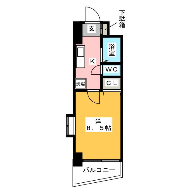 ロイヤル日赤通(1K/14階)の間取り写真