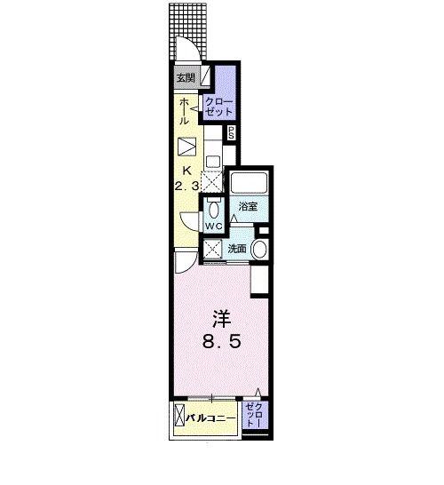 VILLA 朱雀(1K/1階)の間取り写真