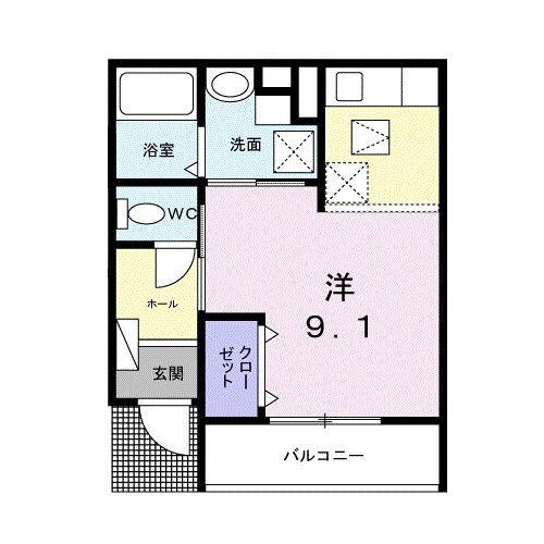 HEIGHTS LAURIER(ワンルーム/1階)の間取り写真
