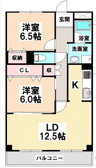 ハーモニアス桜本町(2LDK/3階)の間取り写真
