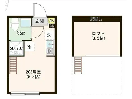 ハーモニーテラス戸越一丁目(ワンルーム/2階)の間取り写真
