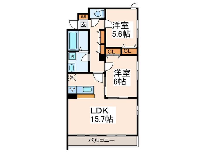 プラマウント(2LDK/1階)の間取り写真