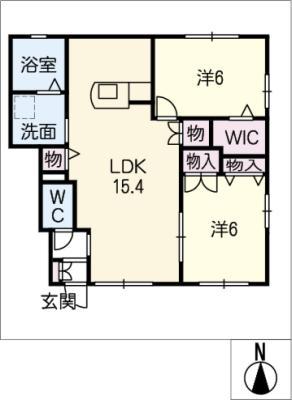 へーベルエスト平田(2LDK/1階)の間取り写真