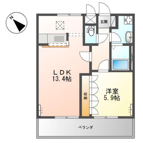 ルインズヒル(1LDK/1階)の間取り写真