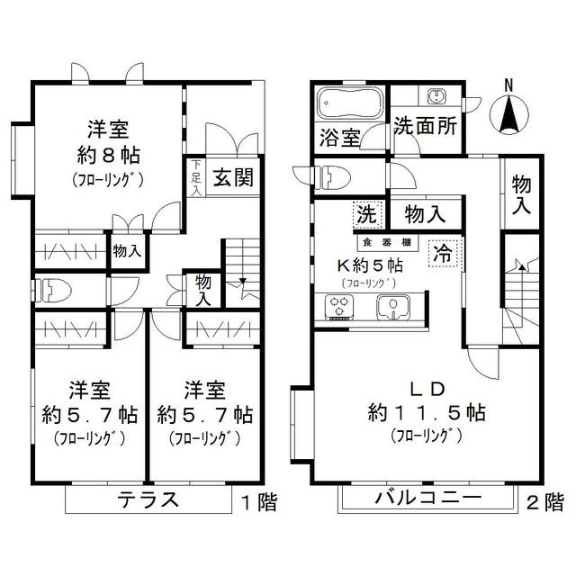 THY WINGS(3LDK/1階)の間取り写真