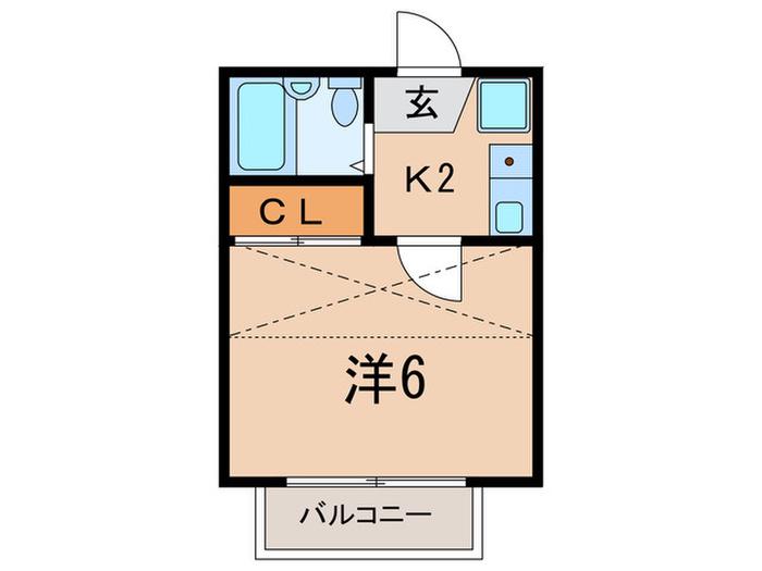 スターハイツ洗足池II(1K/2階)の間取り写真