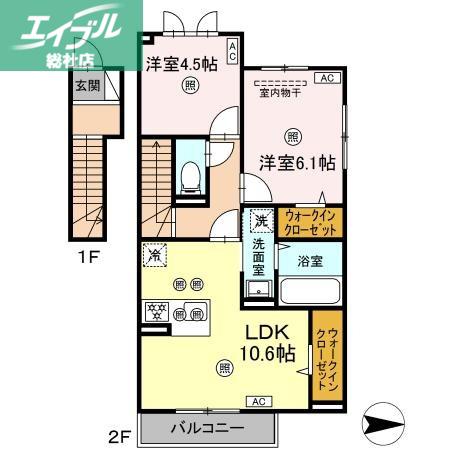 エトワリア(2LDK/2階)の間取り写真