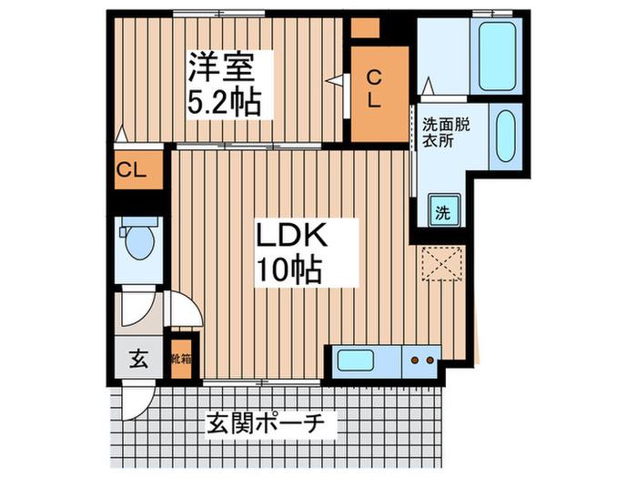 ヴィラコルティーレ(1LDK/1階)の間取り写真