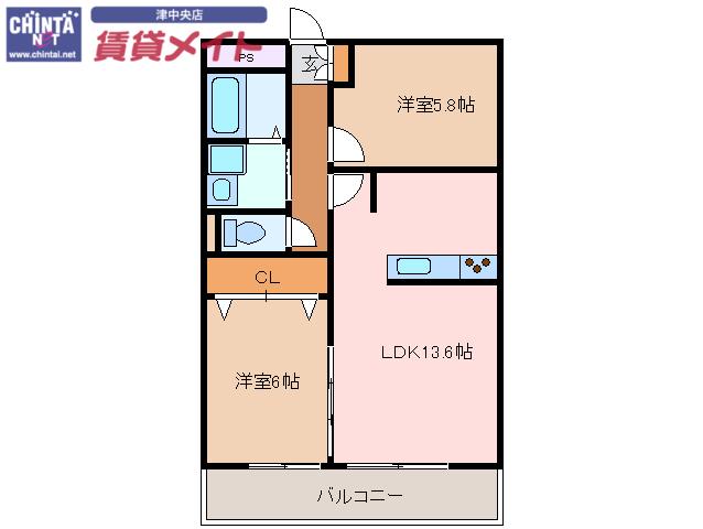 グリーンハイツ2(2LDK/2階)の間取り写真