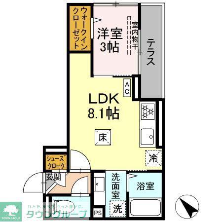 D PAINA西寺尾(1LDK/1階)の間取り写真