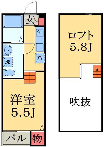BRCA UNA(1K/1階)の間取り写真