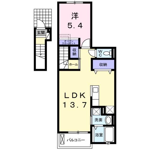 アヴリル II(1LDK/2階)の間取り写真