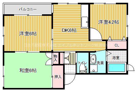 ロイヤルコート藤E棟(3DK/1階)の間取り写真