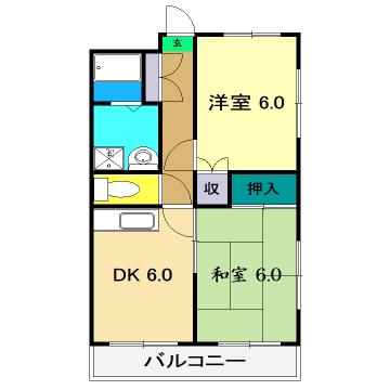 松村マンション(2DK/2階)の間取り写真