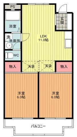 藤栄マンション(2LDK/4階)の間取り写真
