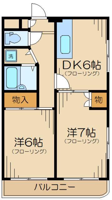 エクストール武蔵野台(2DK/4階)の間取り写真