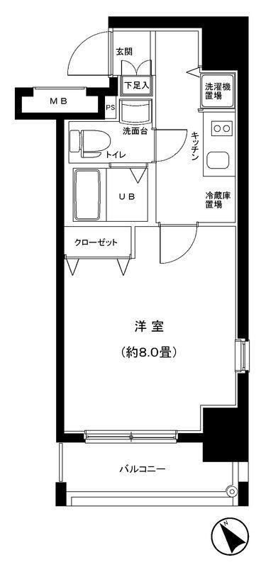 グランフォース荒川公園(1K/5階)の間取り写真