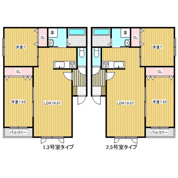 ＪＲ根室本線 帯広駅 徒歩57分 3階建 築10年(2LDK/2階)の間取り写真