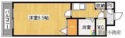 パークコート太宰府(1K/3階)の間取り写真