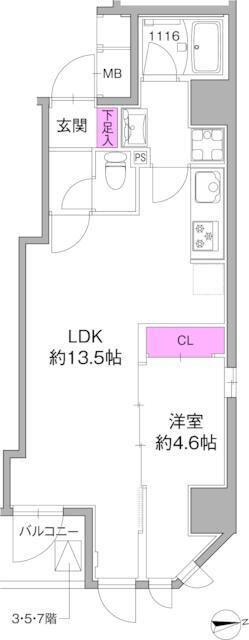 AZEST浅草(1LDK/7階)の間取り写真