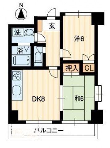 ホープスエイシ(2DK/5階)の間取り写真