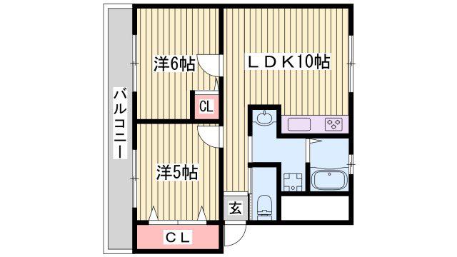 高津橋農住団地B棟(2LDK/4階)の間取り写真