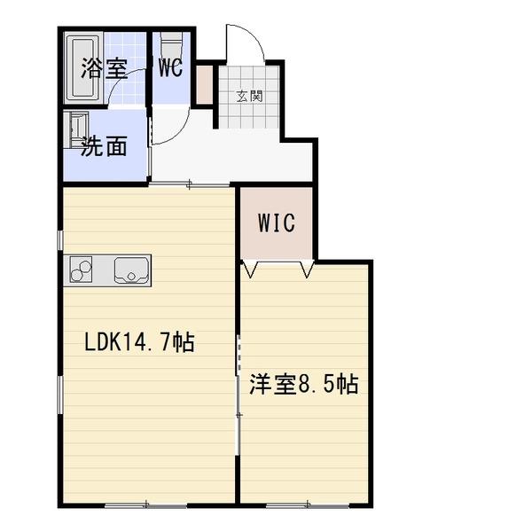 シェリII(1LDK/1階)の間取り写真