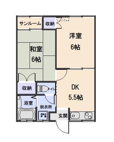グランドハウスK(2DK/1階)の間取り写真