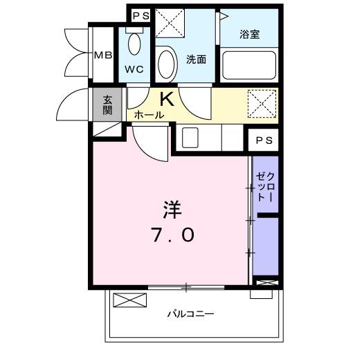 ゾンネンブルーメ エム(1K/3階)の間取り写真