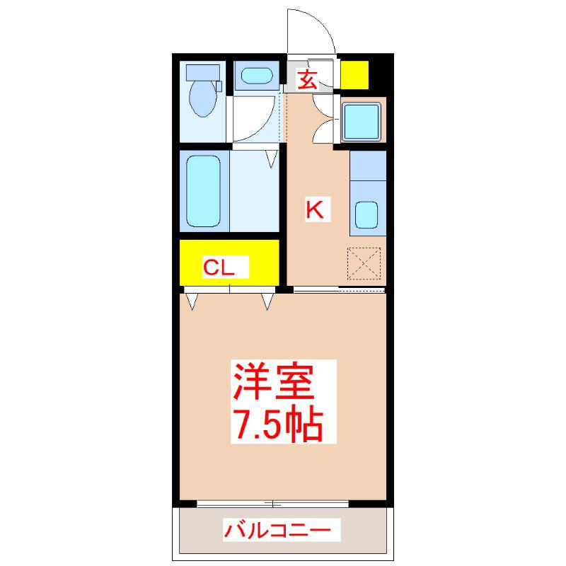 ヴェスタ(1K/5階)の間取り写真