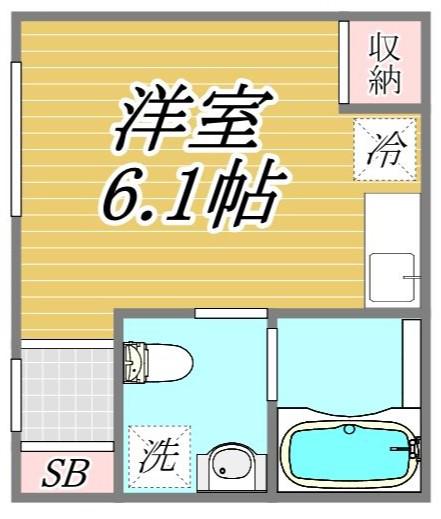 DUET不動前(ワンルーム/1階)の間取り写真