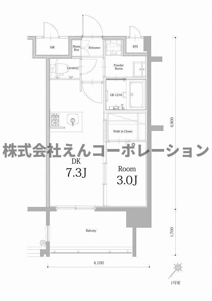 エンクレスト博多駅南BASE(1DK/5階)の間取り写真