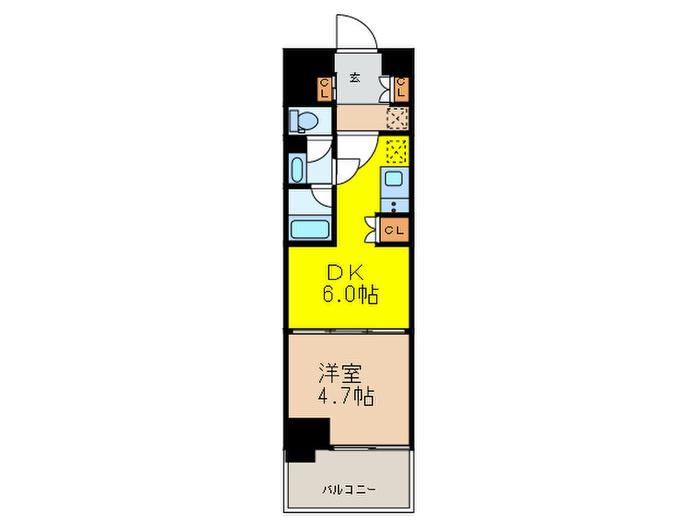 ライオンズフォーシア清澄白河(1DK/4階)の間取り写真