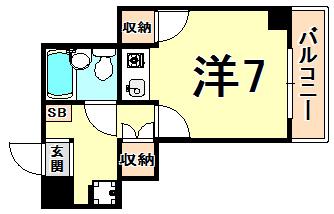 フロントリバー東難波(1K/8階)の間取り写真