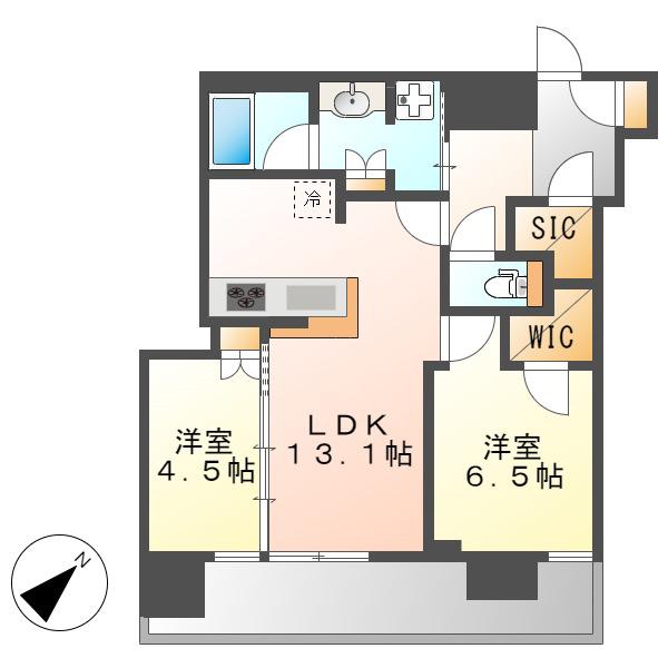 NAGOYA THE TOWER(2LDK/7階)の間取り写真