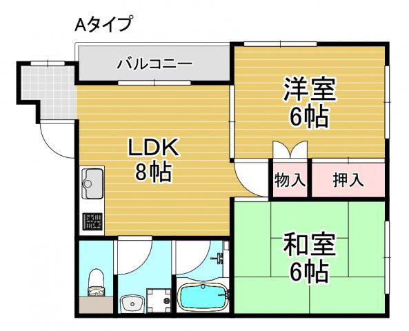 ファミール御崎(2LDK/2階)の間取り写真