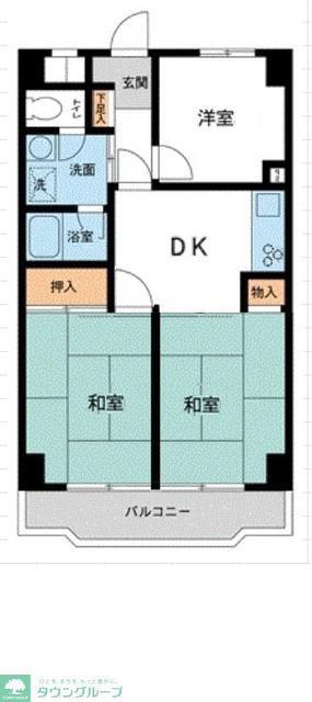 入間市駅前第2ビル(2LDK/6階)の間取り写真